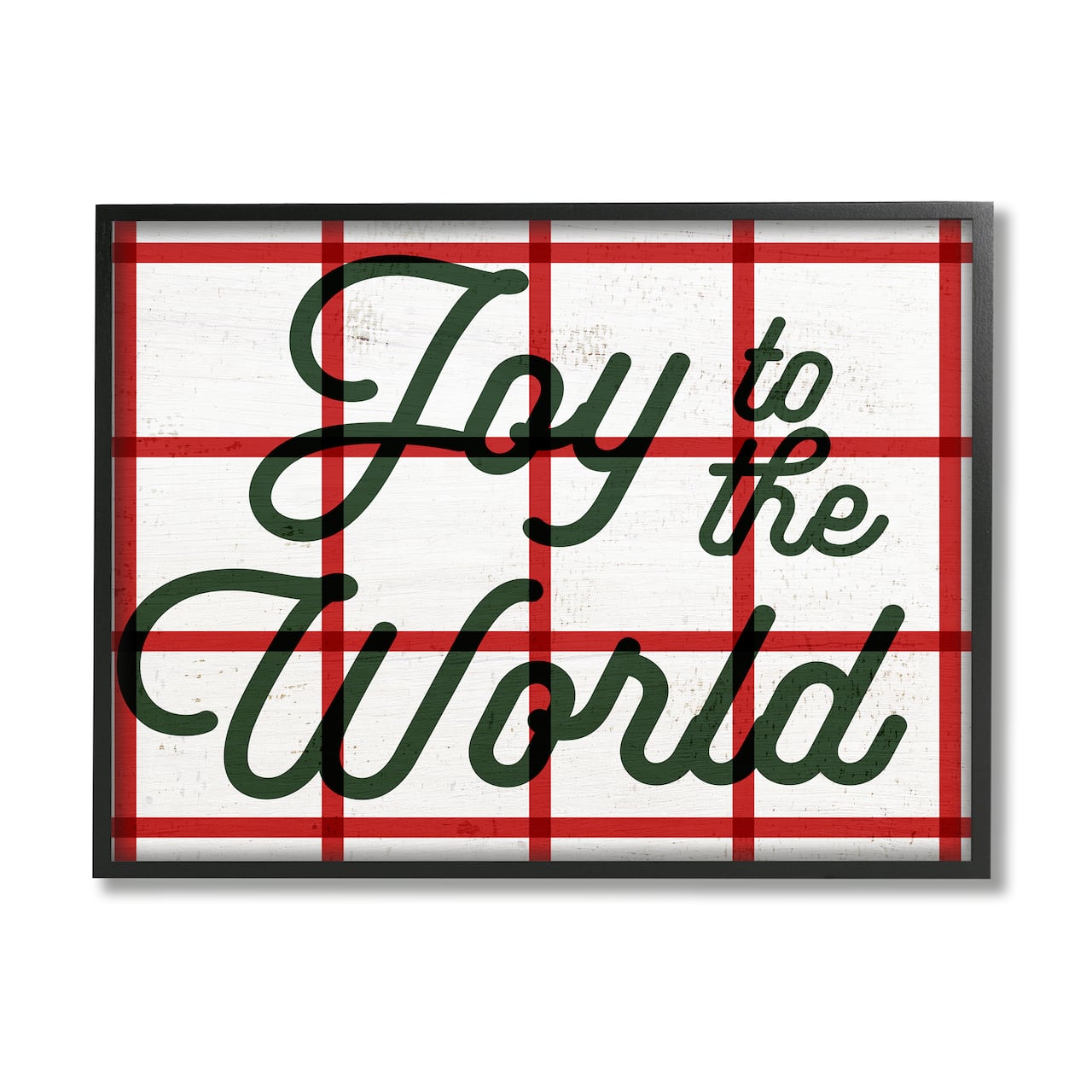 Stupell Industries Joy To The World Tartan Phrase Framed Giclee Art